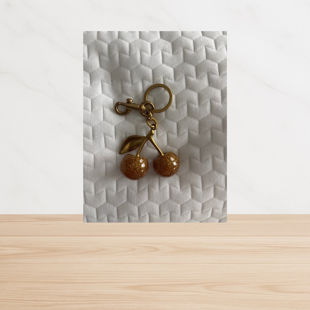 Gold Cherry Keychain